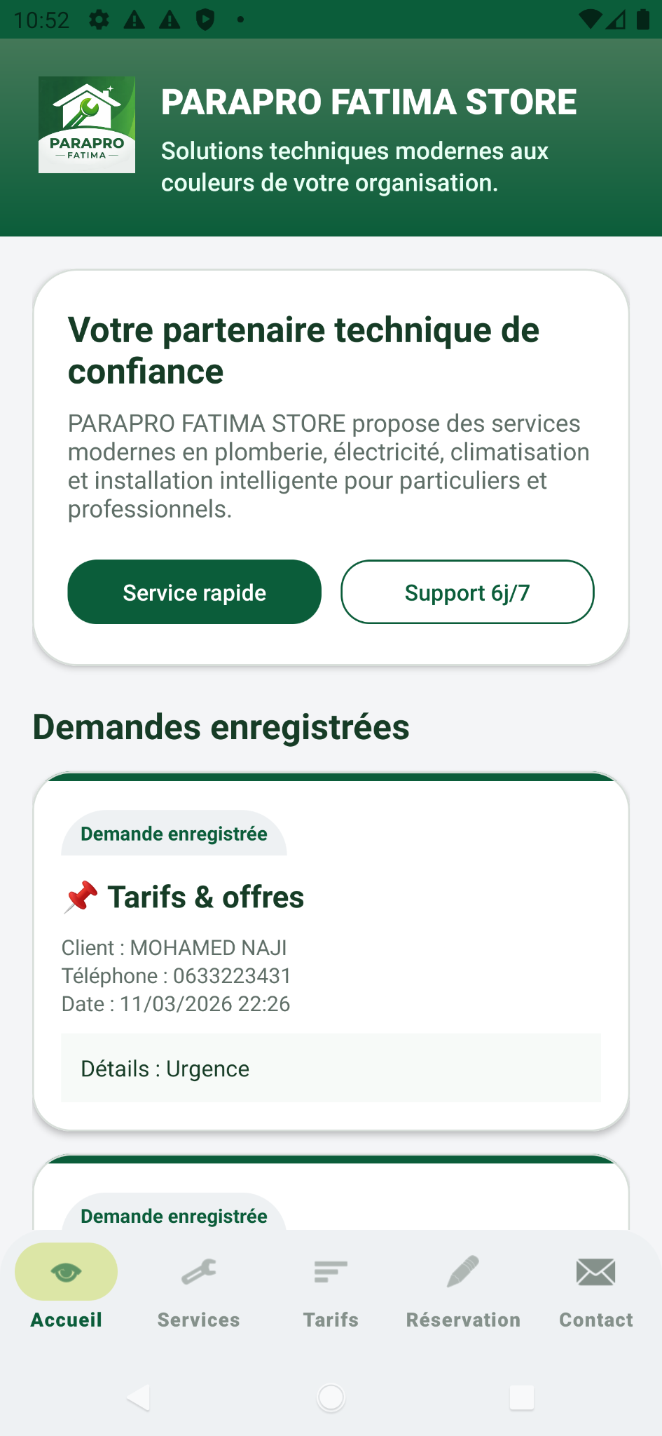 Écran contact